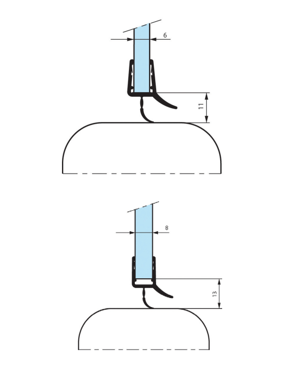 Joint bas de porte de douche - double lèvre - longueur 1 m