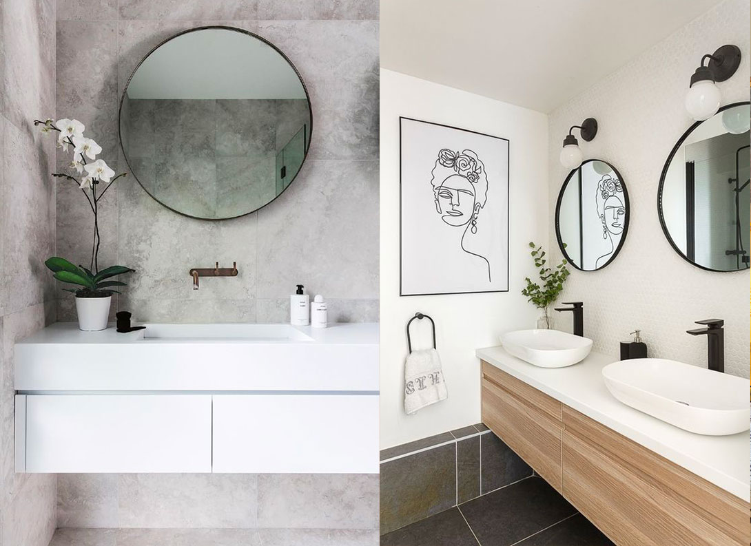 Adoucissez les lignes de votre salle de bain grâce à un miroir rond