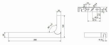 Barre de fixation paroi de douche - chromé brillant