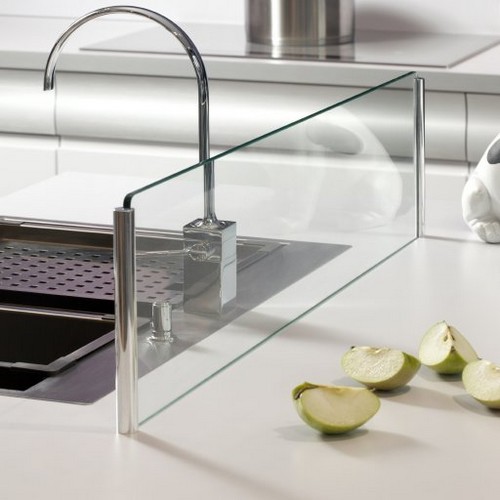 Fond de panier de cuisine en verre 100x50cm ESG anti-projections Herbe Gouttes d'eau Nature 